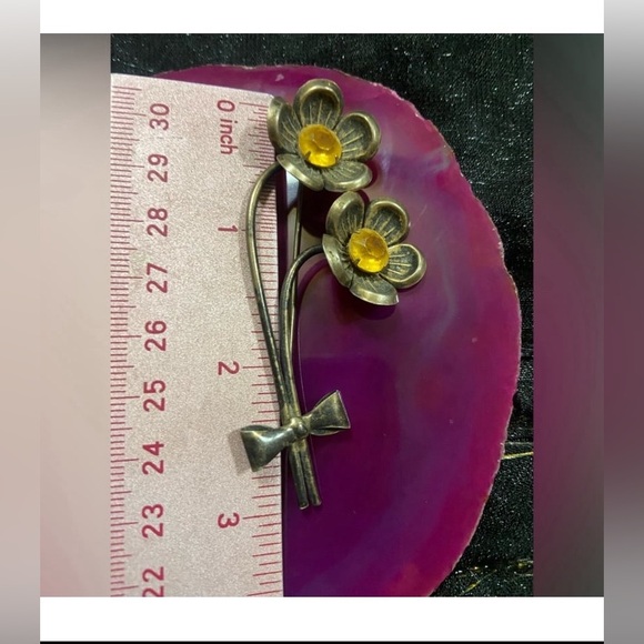 🏵️ Vintage Sterling Silver Vermeil Flower Brooch #6607 - Picture 5 of 6